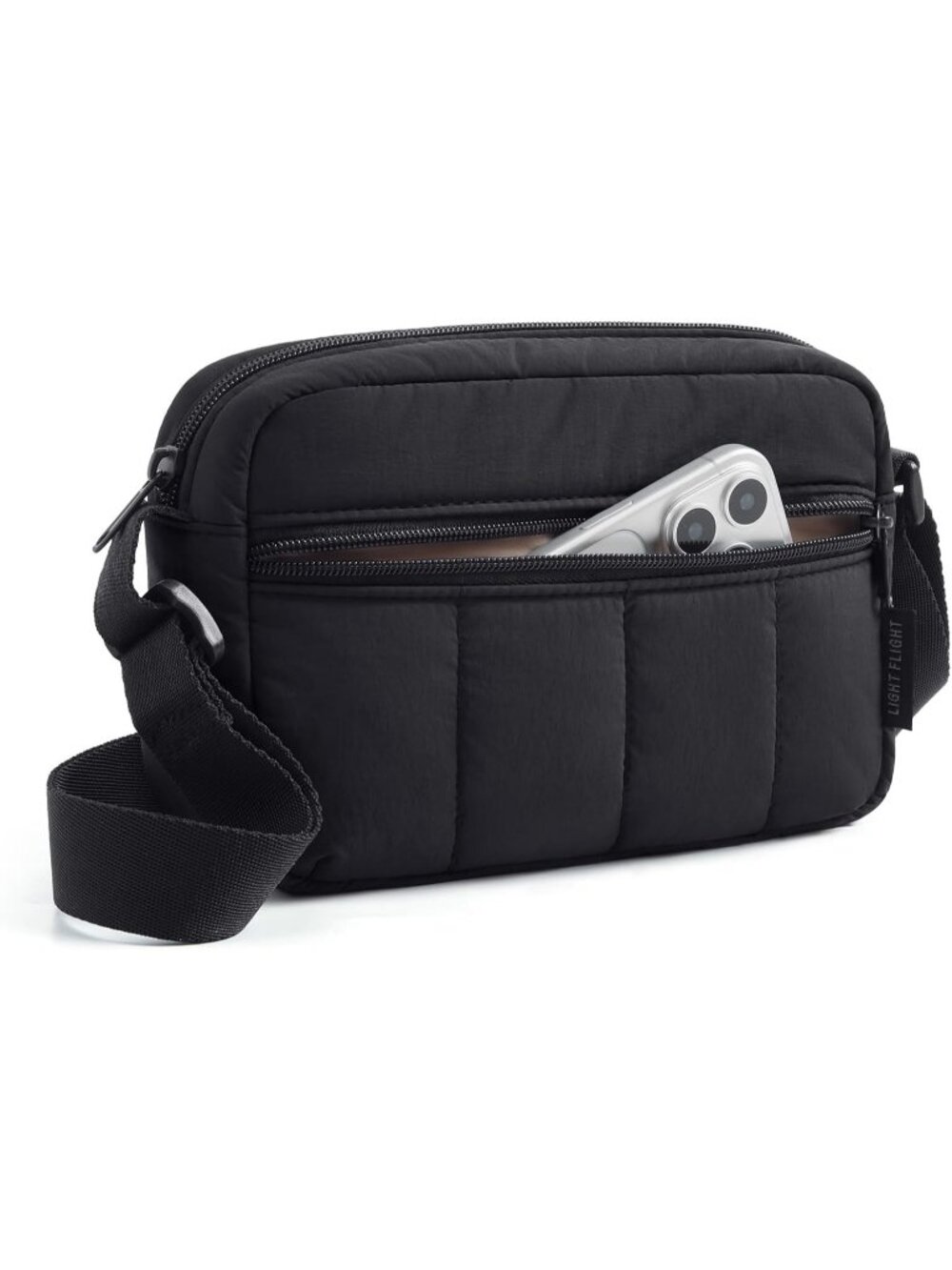 Women's Black 2.4L Lightweight Mini Shoulder Crossbody Bag with Adjustable Strap